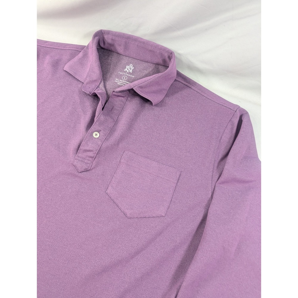 Turtleson Tour Performance Mens XL Heathered Putple Stretch Polo Long Sleeve